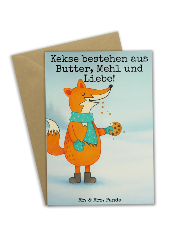 Grußkarte Fuchs Keks Design mit Spruch in Weiß