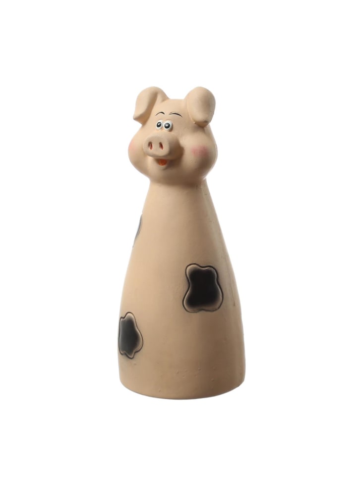 Gartenfigur Schwein Zaunhocker aus Terrakotta Tierfigur für Zaun H: 25cm