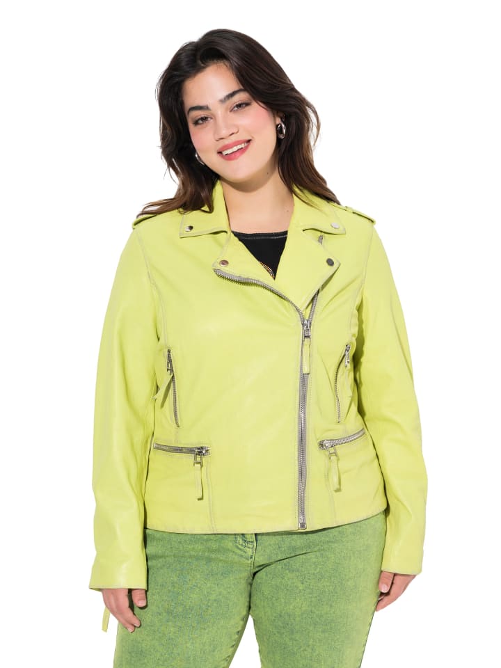Lederjacke in limettengrün