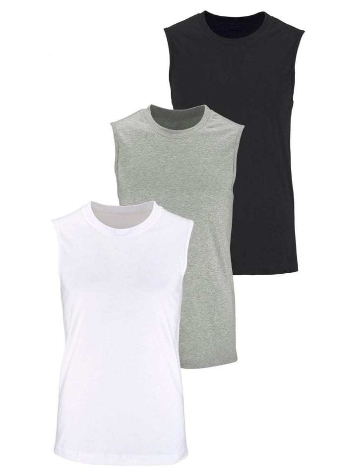 Muscleshirt in grau-meliert, weiß, schwarz
