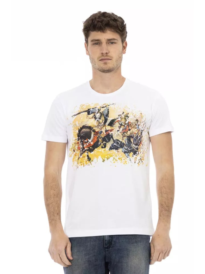 Weiß Baumwolle Herren T-Shirt
