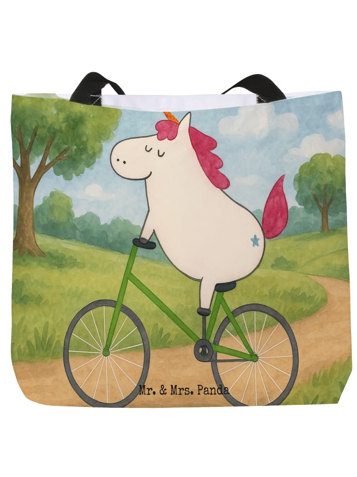 Strandtasche Einhorn Radfahrer Design ohne Spruch in Weiß
