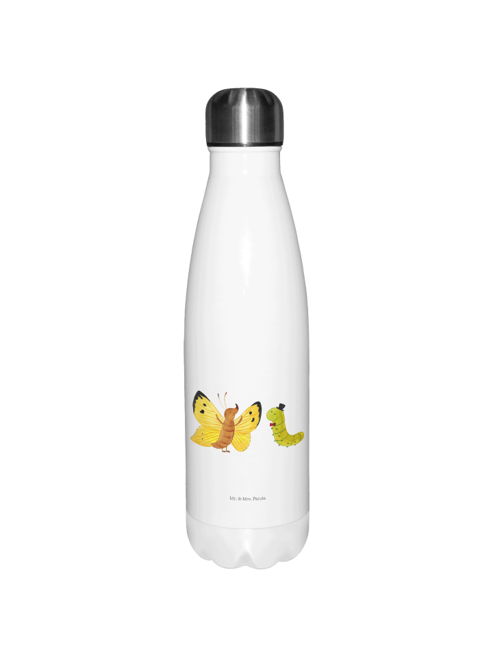 Wasserflasche Raupe Schmetterling ohne Spruch in Weiß