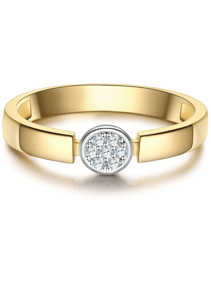 Ring aus Sterling Silber mit Zirkonia in gelbgold