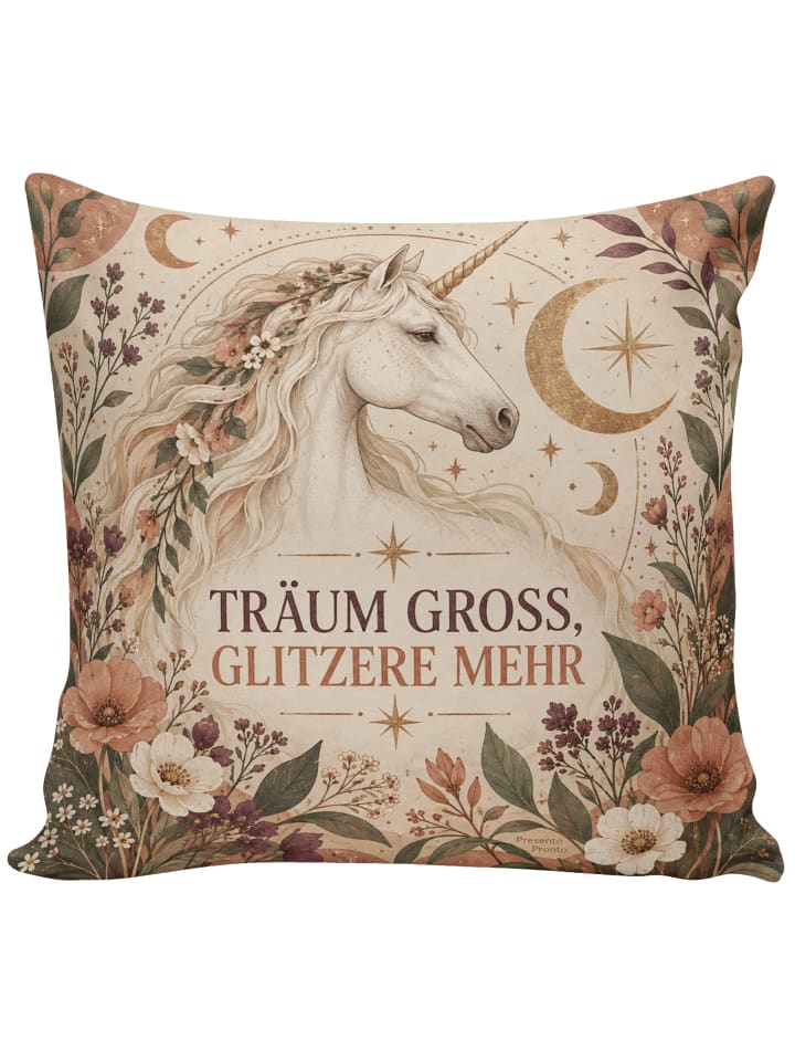 Kissen Einhorn bohemisch Design mit Spruch in Weiß