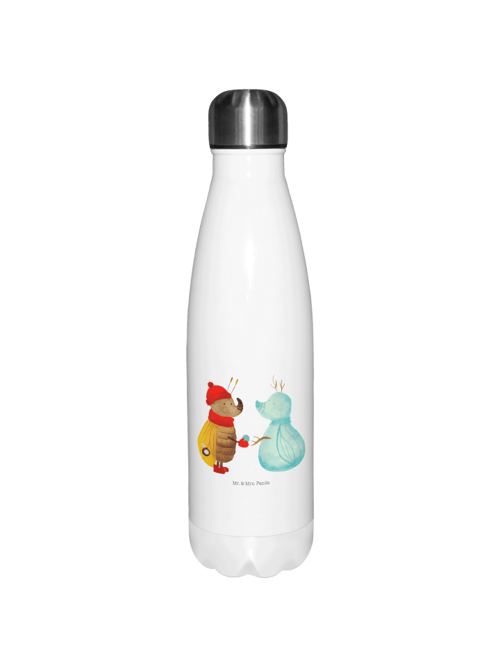 Trinkflasche Nachtfalter Schneemann ohne Spruch in Weiß