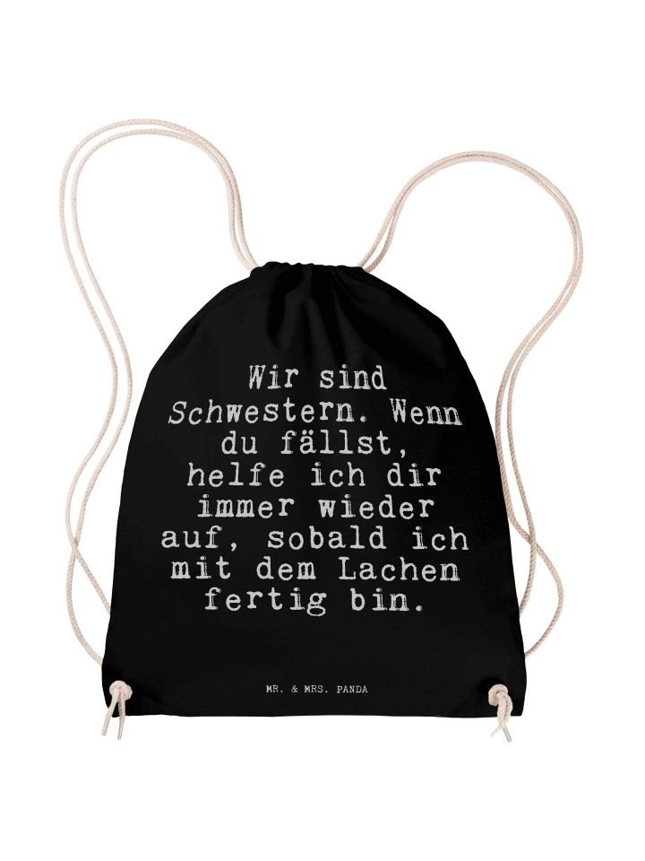 Sportbeutel Wir sind Schwestern. Wenn... mit Sp... in Schwarz