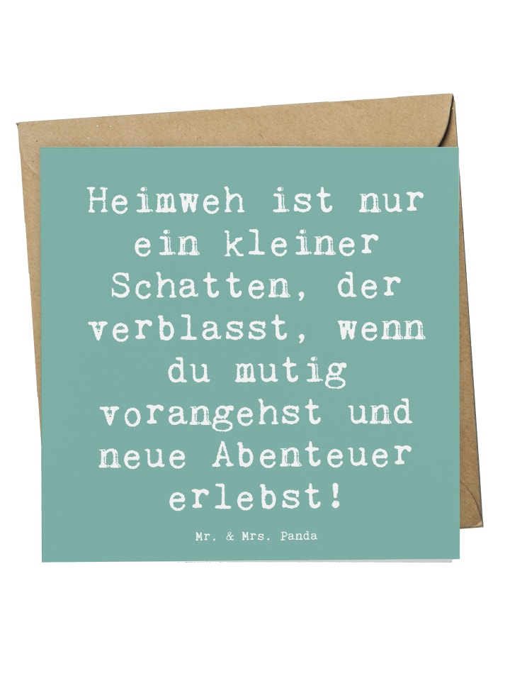 Doppelkarte Spruch Heimweh überwinden Abenteuer... in Meeresbrise