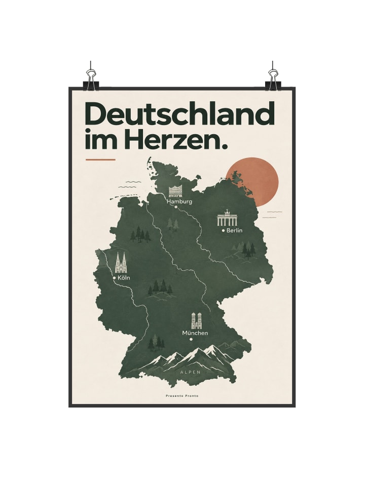 Wandbild Landkarte modern Design mit Spruch in Weiß