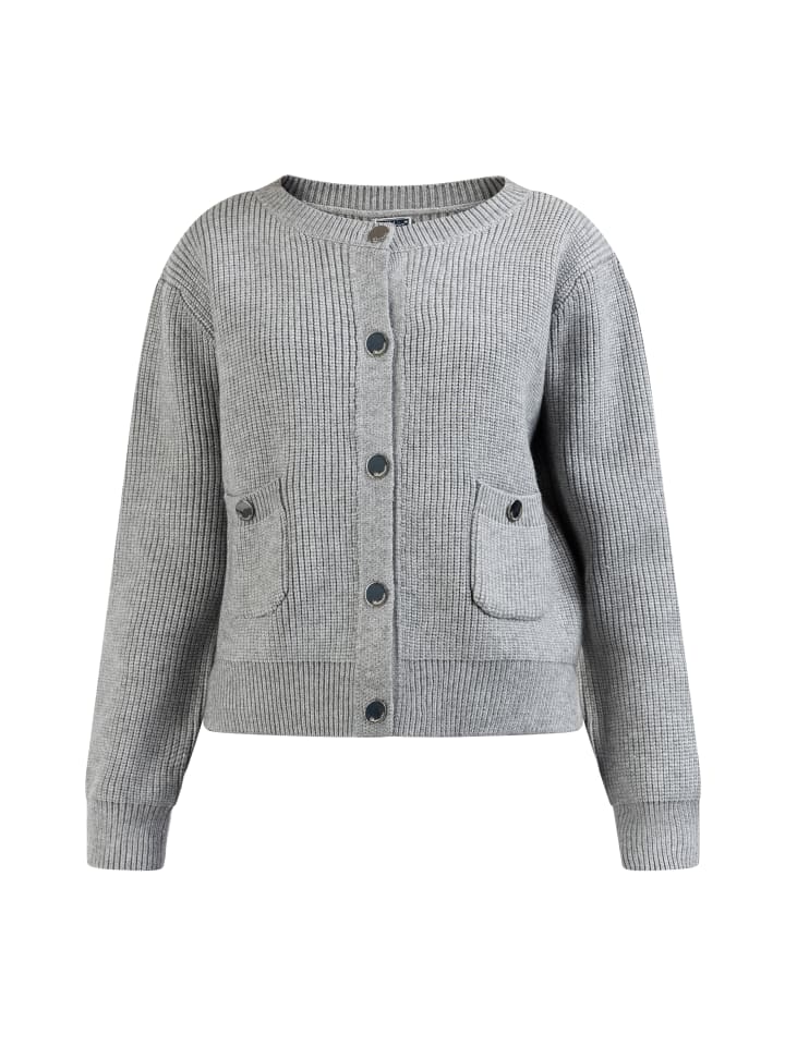 Damen Strickjacke Mit Knöpfen in Grau Melange