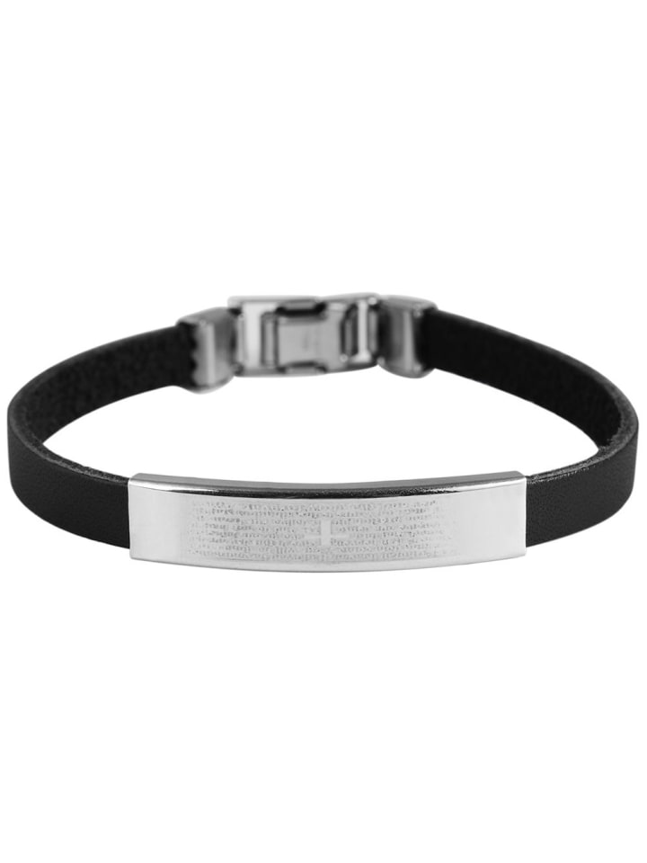 Unisex Armband aus Leder 21 cm in schwarz