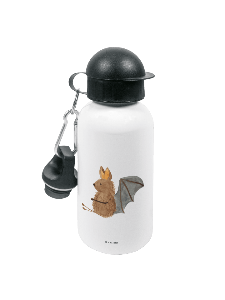 Trinkflasche Fledermaus Sitzen ohne Spruch in Weiß