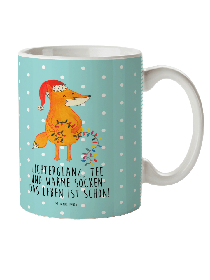 Kindertasse Fuchs Weihnachten mit Spruch in Türkis Pastell