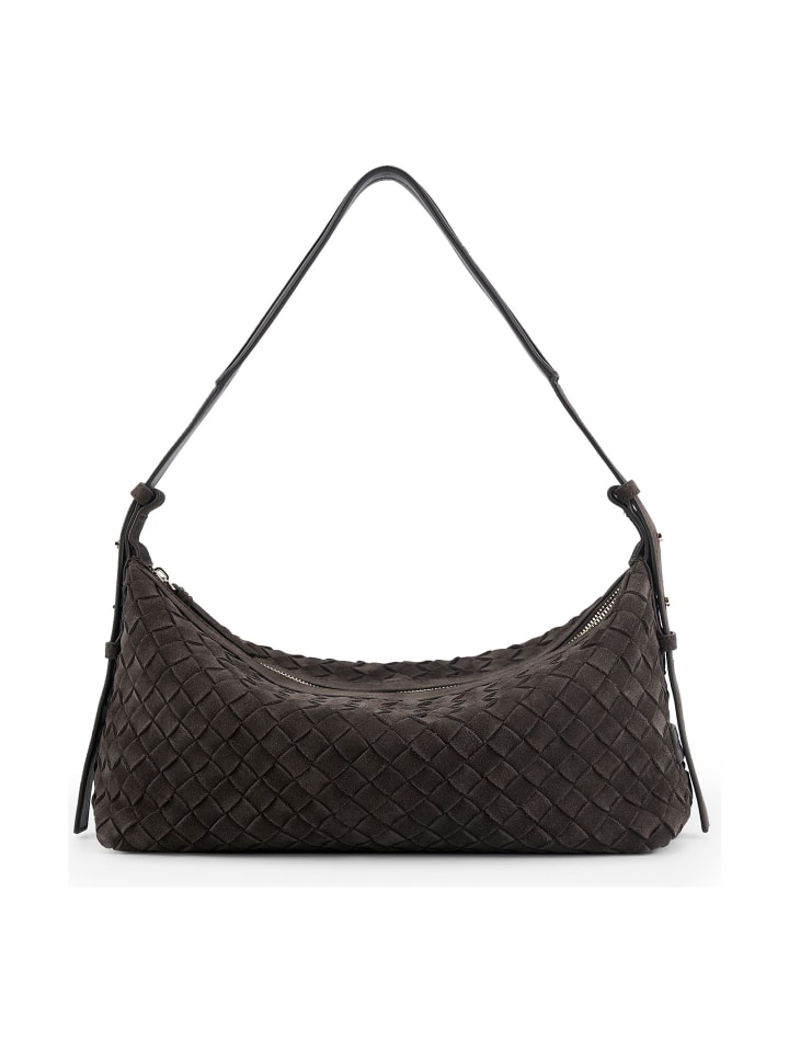 Marie Schultertasche Leder 38 cm dark brown