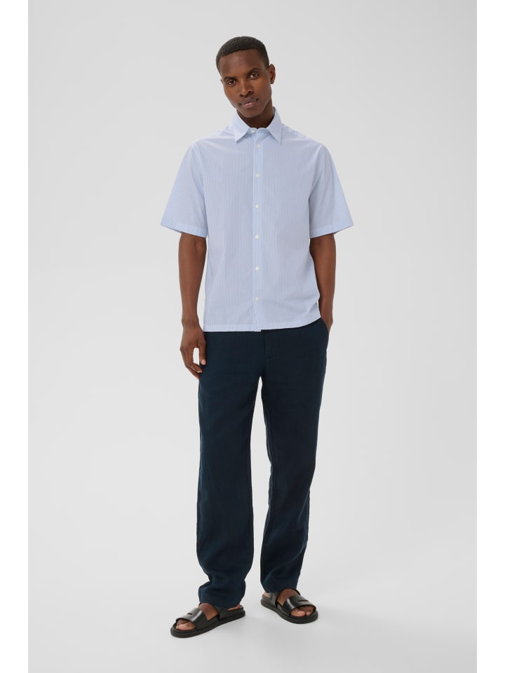 Kurzarmhemd MAklampo Gerade Passform in Chambray Blue