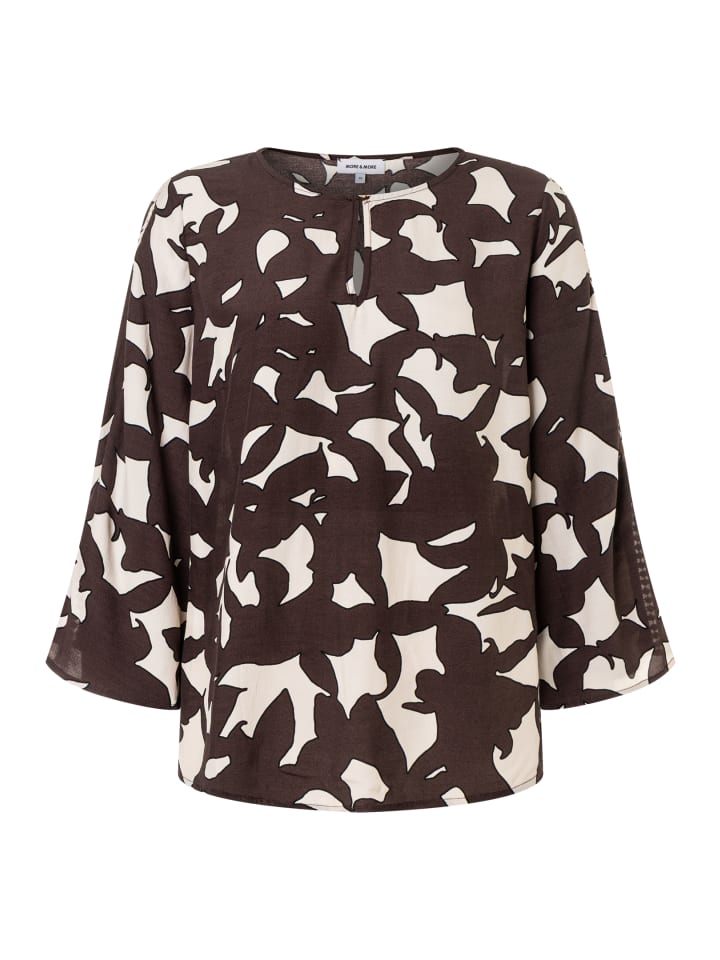 edle Print-Viskosebluse, extraweite Ärmel in shadow print