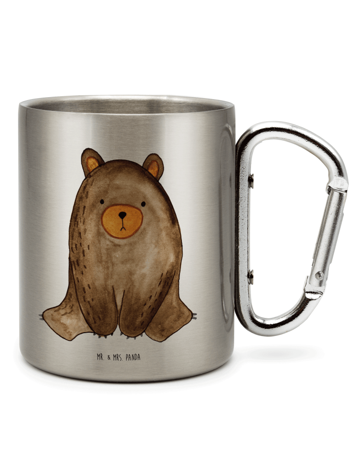 Thermotasse Bär sitzend ohne Spruch in Silber