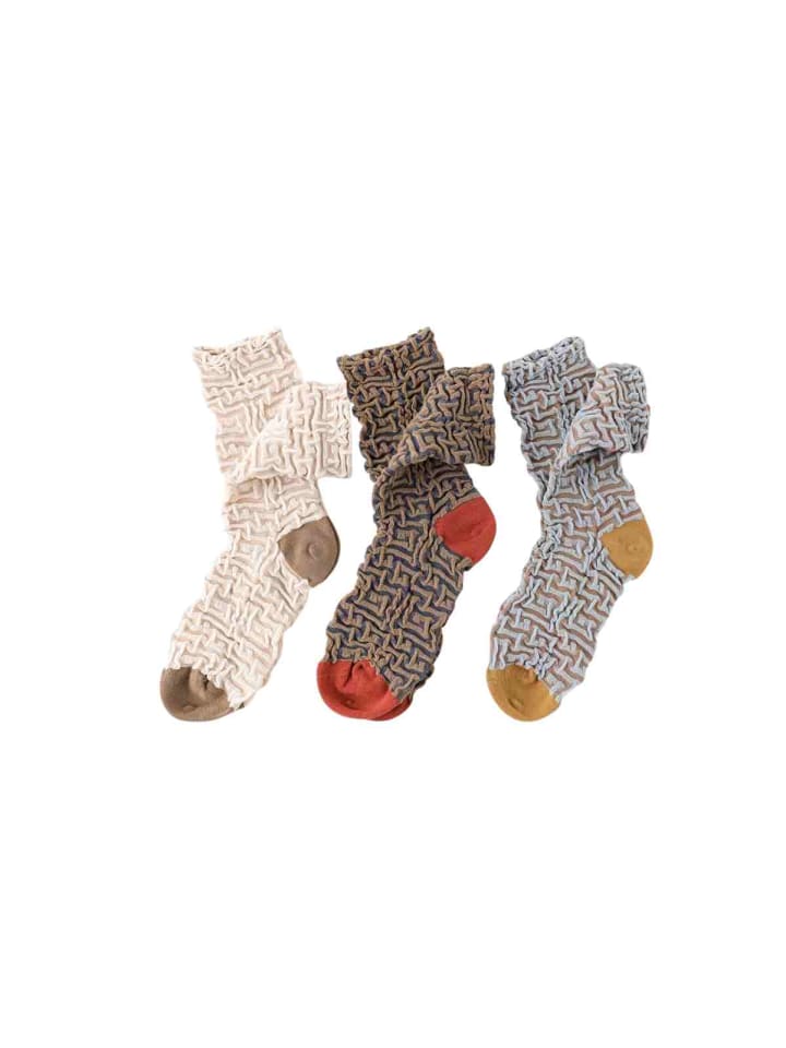 3er-Pack 3D-Relief Labyrinth-Fashionsocken-Farb-Mix
