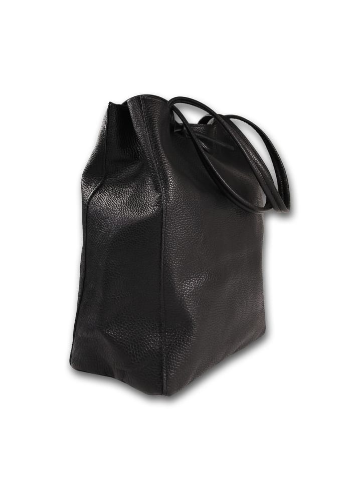 Leder Shopper, Schultertasche Toscanto Tasche schwarz ca. 28cm