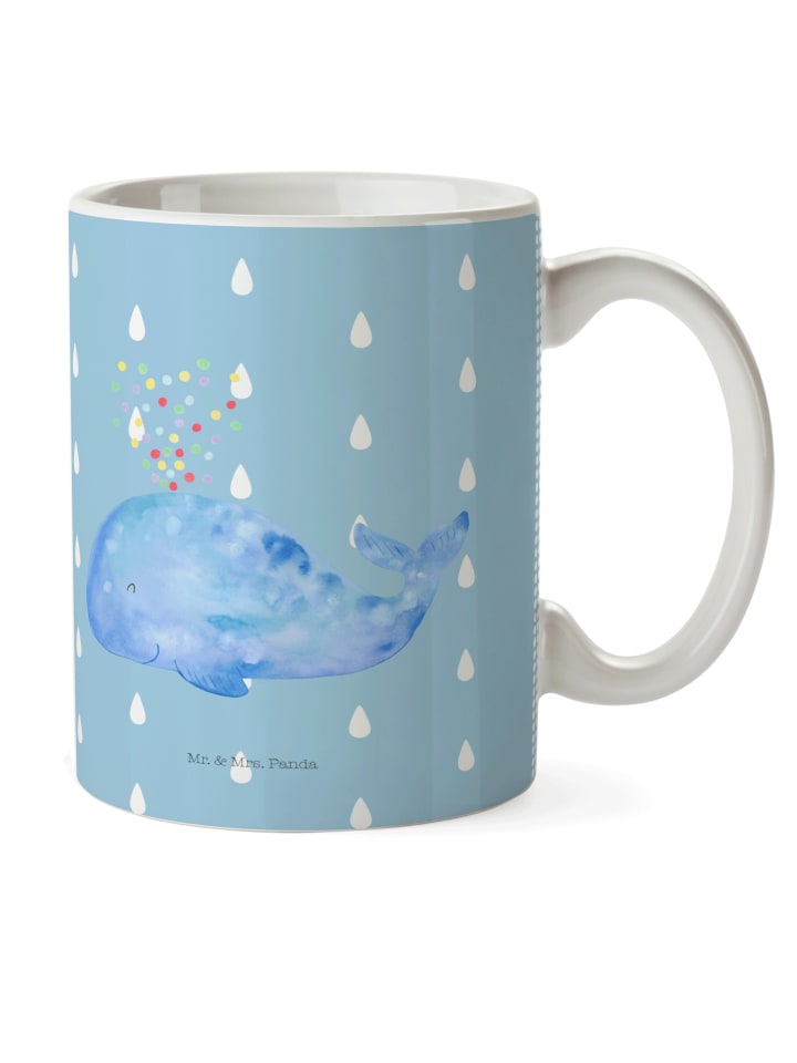 Becher mit Henkel Wal Konfetti ohne Spruch in Blau Pastell