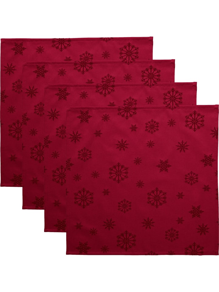 Jacquard, Baumwollmischung Serviette 4er-Pack Marbella in rubin