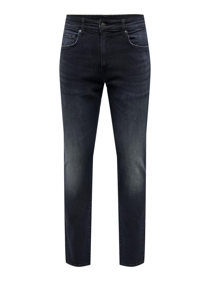 Slim Fit Jeans in Blue Black Denim