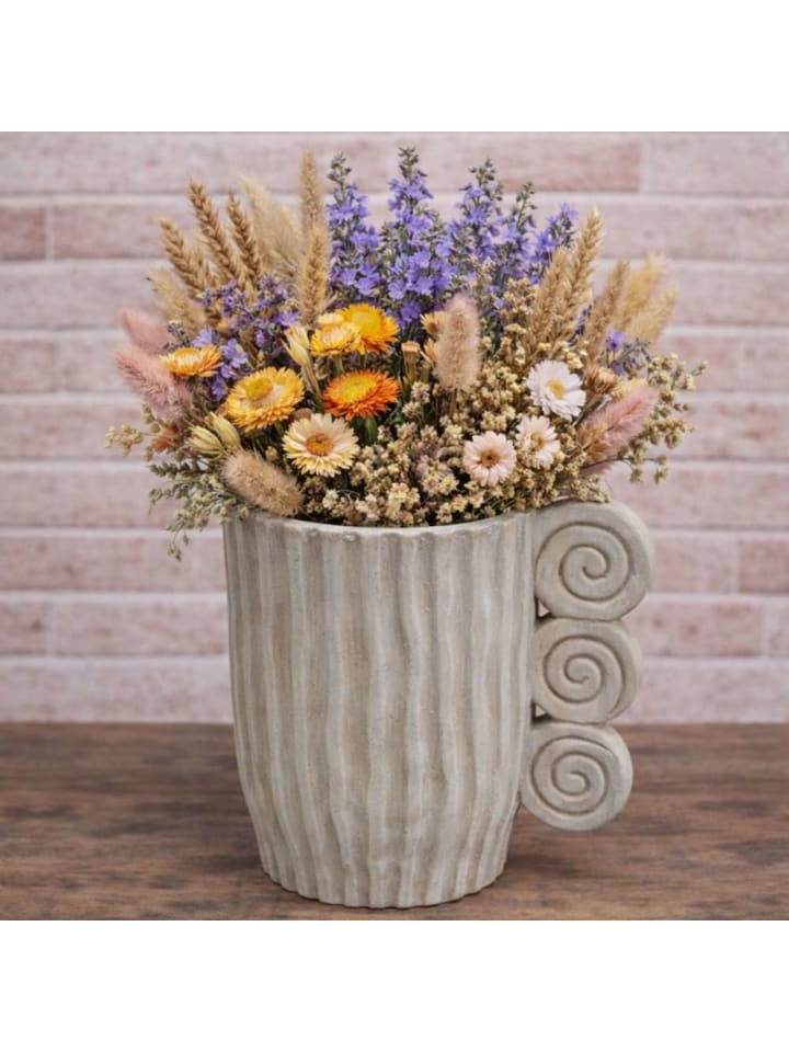 Blumentopf TAZZA Zement Antik Grau Patina Deko Tasse 22x21 cm