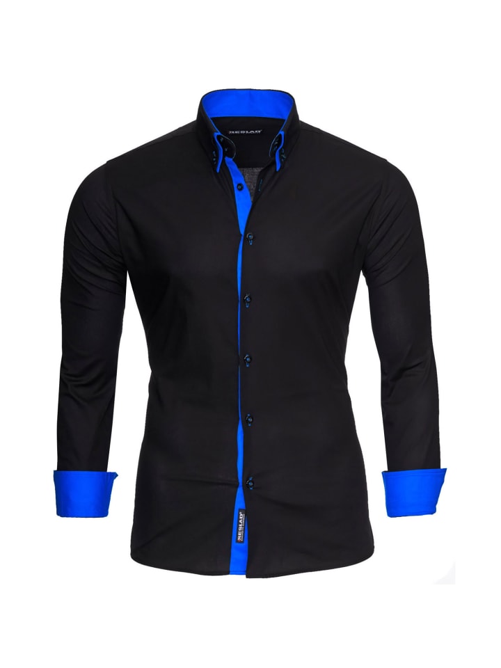 Hemd Alabama Kontrast in schwarz-blau