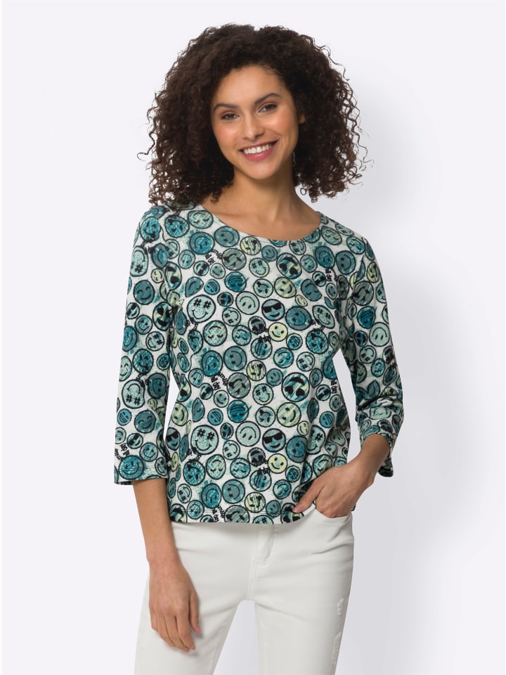 Druck-Shirt in jade-kalkmint-bedruckt