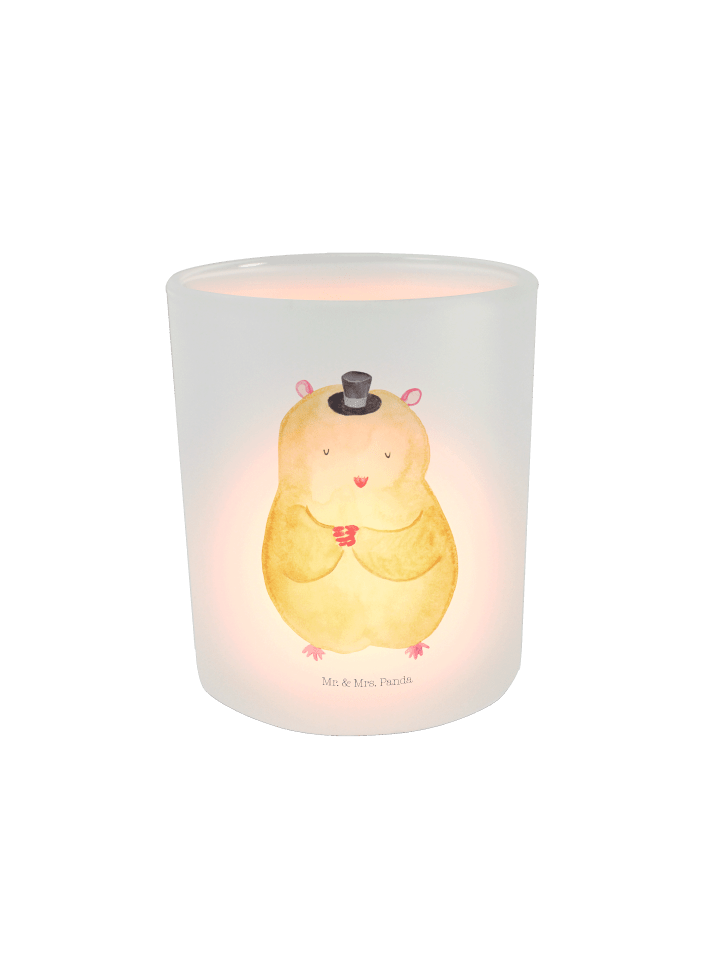 Glas Windlicht Hamster Hut ohne Spruch in Transparent