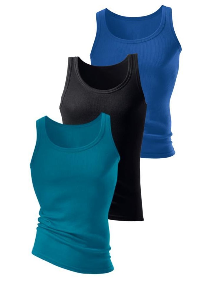 Unterhemd in royalblau, schwarz, petrol