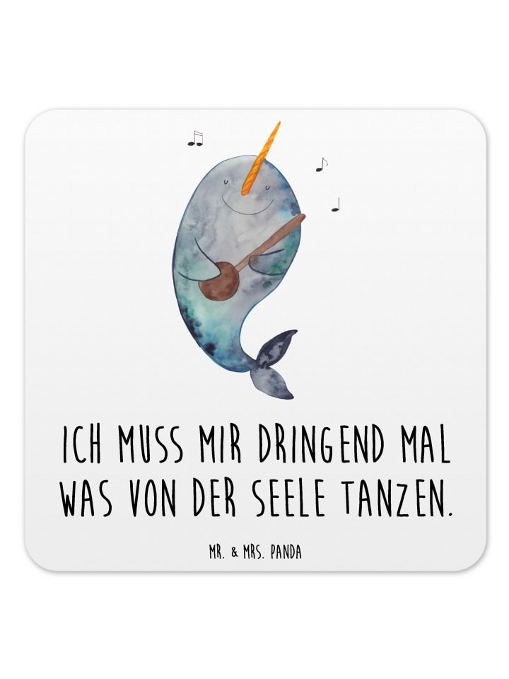 Gläseruntersetzer Narwal Gitarre mit Spruch in Weiß