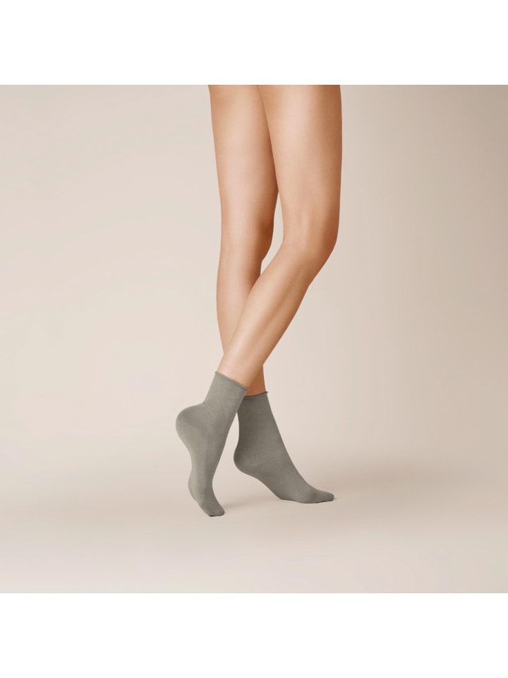 Socken Sensual Cotton Rollrand in light grey