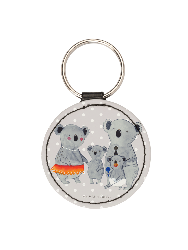 Schlüsselanhänger Koala Familie ohne Spruch in Grau Pastell