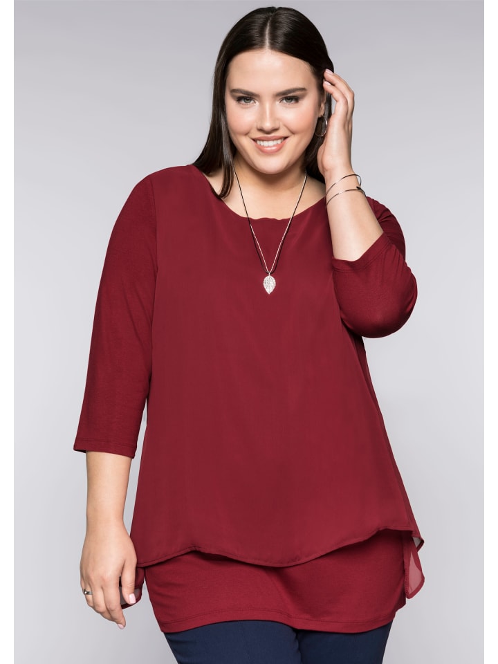 Blusenshirt in rubinrot