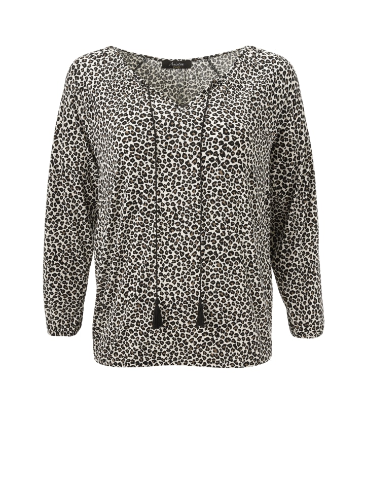 Langarmshirt in offwhite-schwarz-beige