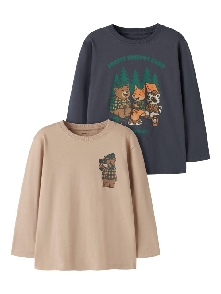 2er Pack Langarmshirts Nmmvolix in sesame