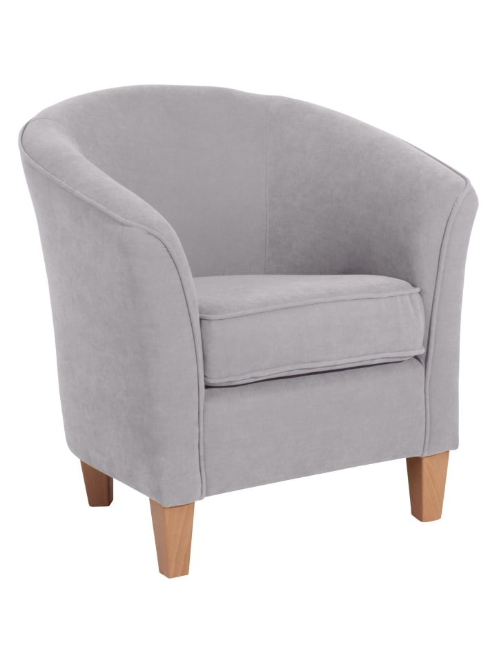 SESSEL Karine Bezug Veloursstoff Buche natur / silber