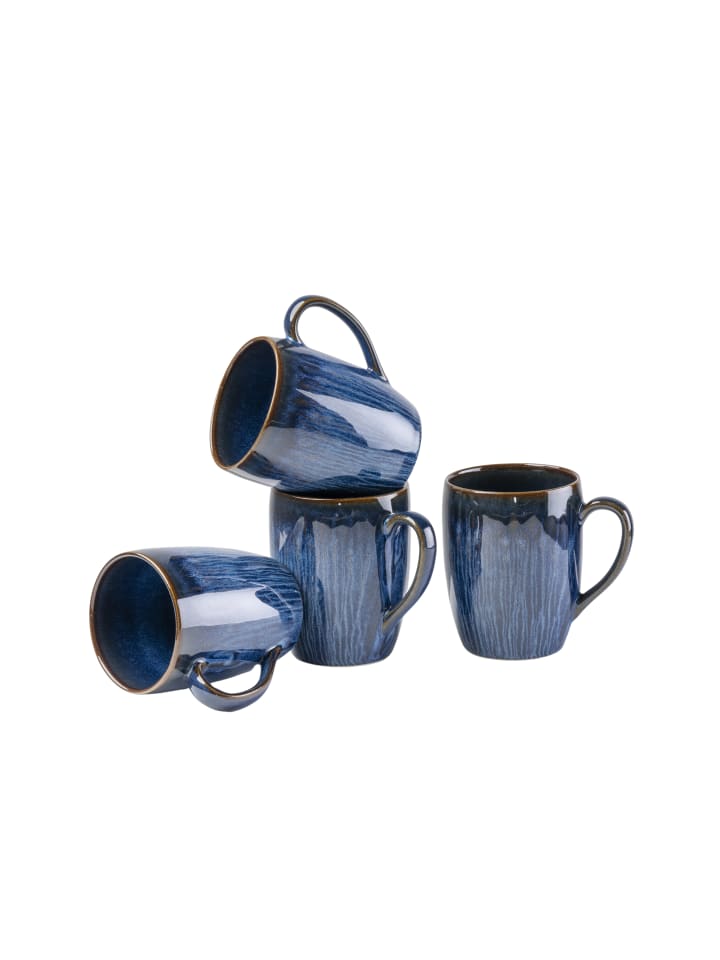 Kaffeebecher-Set, Steinzeug Eisfall in Blau