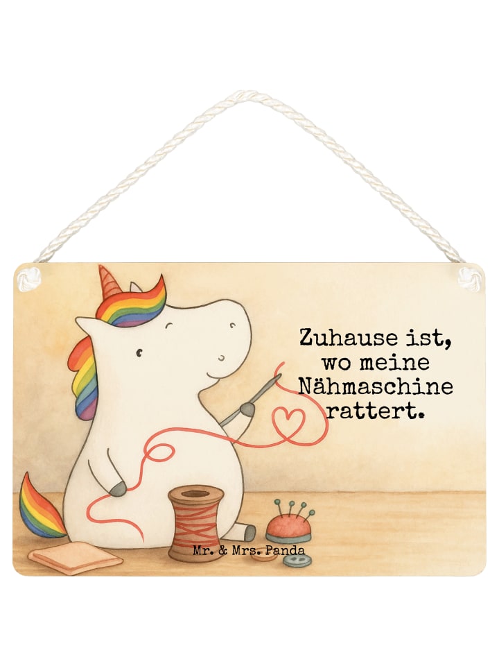 Schild Einhorn Näherin Design mit Spruch in Weiß