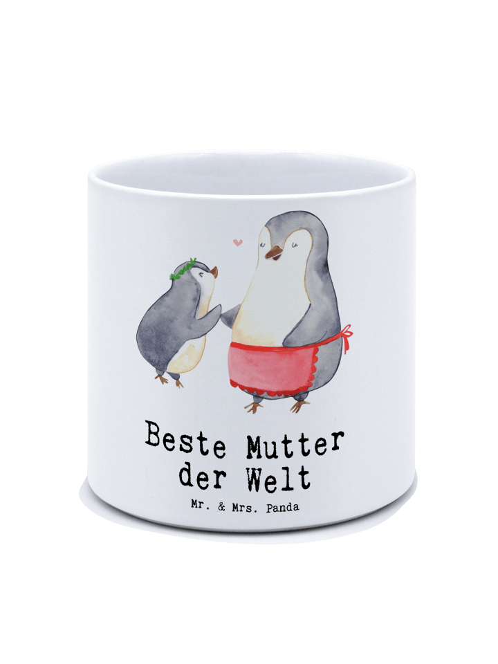 Pflanzenkübel groß Pinguin Beste Mutter der Wel... in Weiß