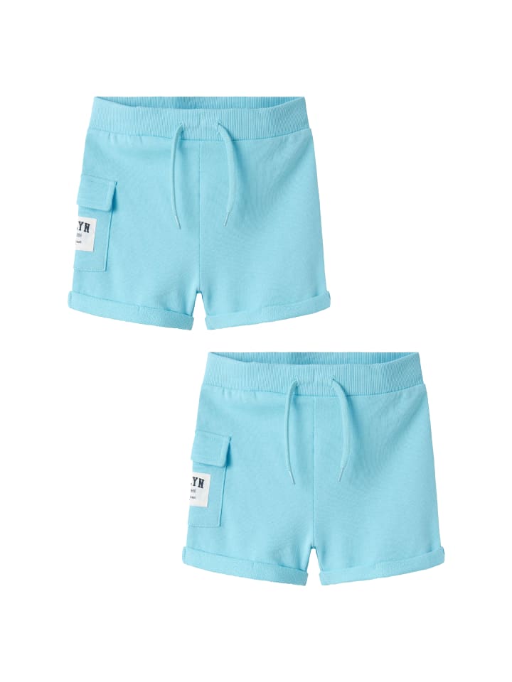 Shorts 2er-Set elastischer Bund Kordelzug in Blau-2