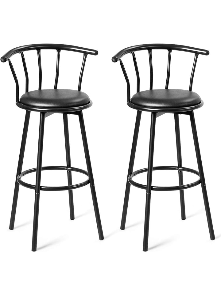 Barhocker 2er Set in Schwarz