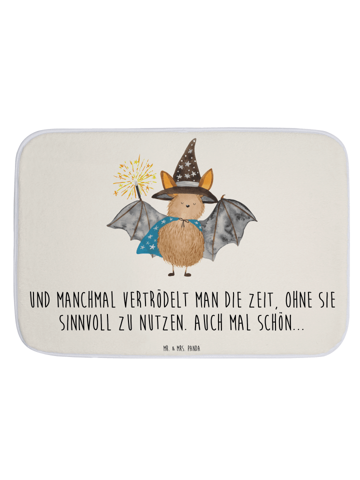 Badteppich Fledermaus Zauberer mit Spruch in Weiß