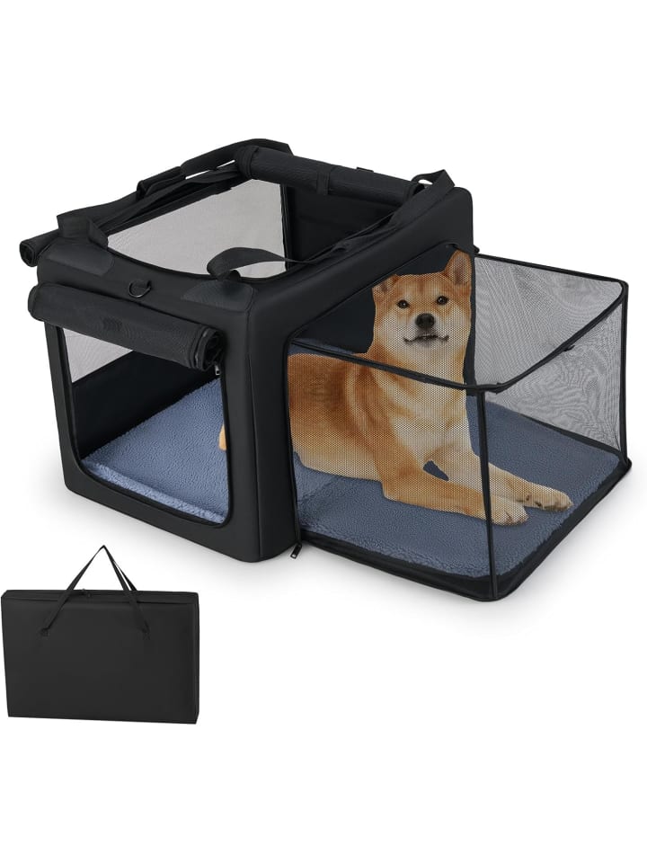 Hundebox faltbar in Schwarz
