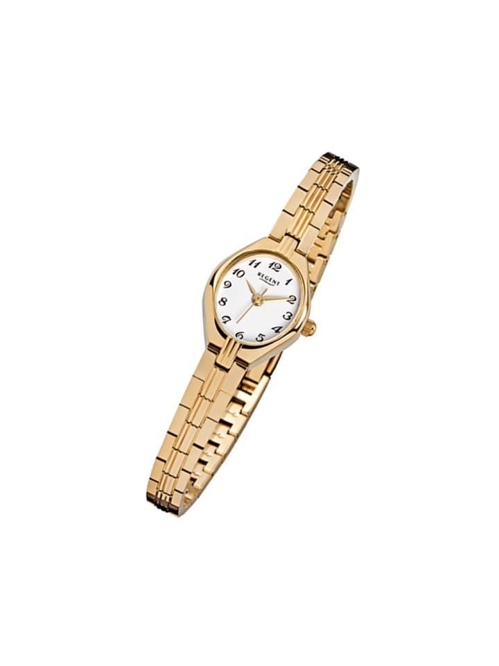 Analog-Armbanduhr Regent Metallarmband gold extra groß (ca. 18x22mm)