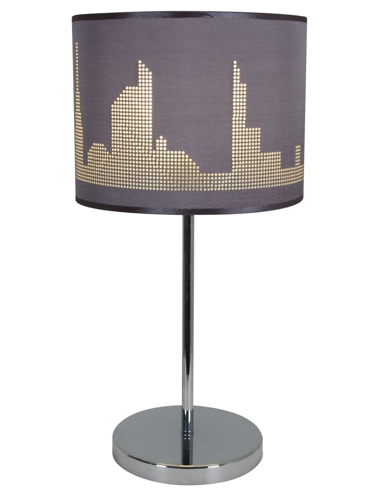 Tischleuchte "MANHATTEN" in grau - (L)28 cm x (B)28 cm x (H)53 cm