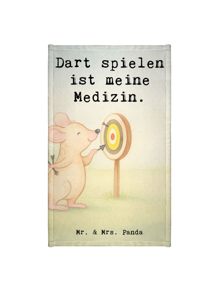 Handtuch Maus Dart spielen Design mit Spruch in Weiß