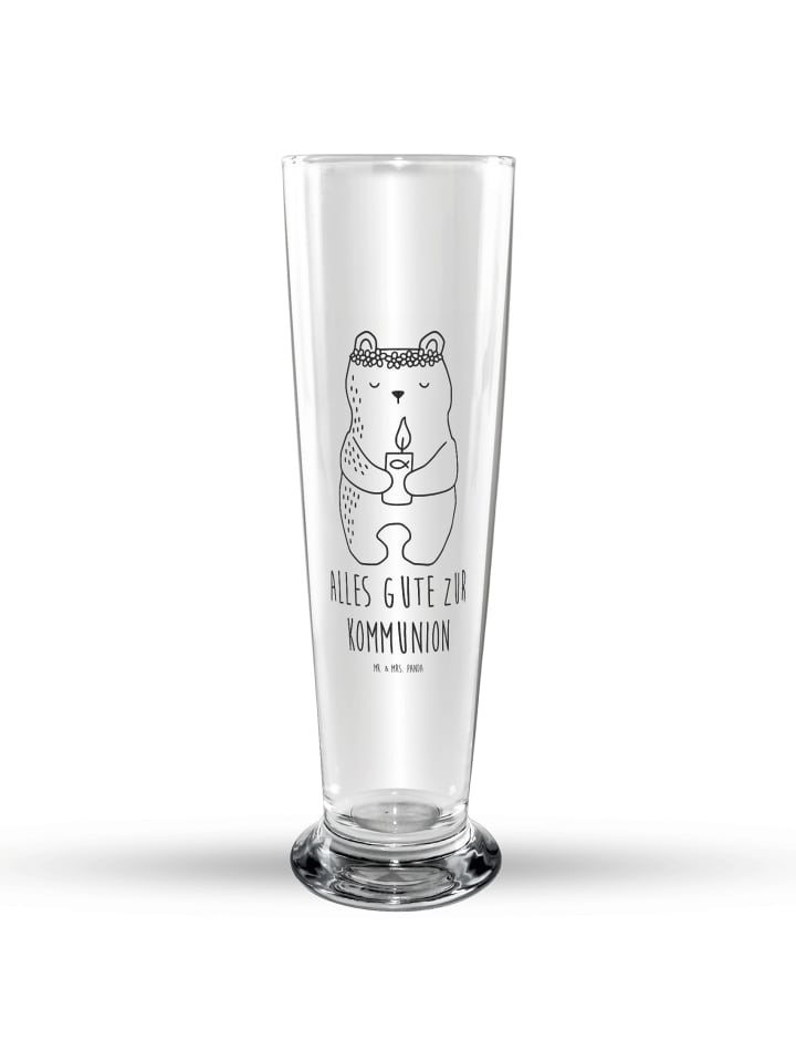 Bierglas Bär Kommunion mit Spruch in Transparent