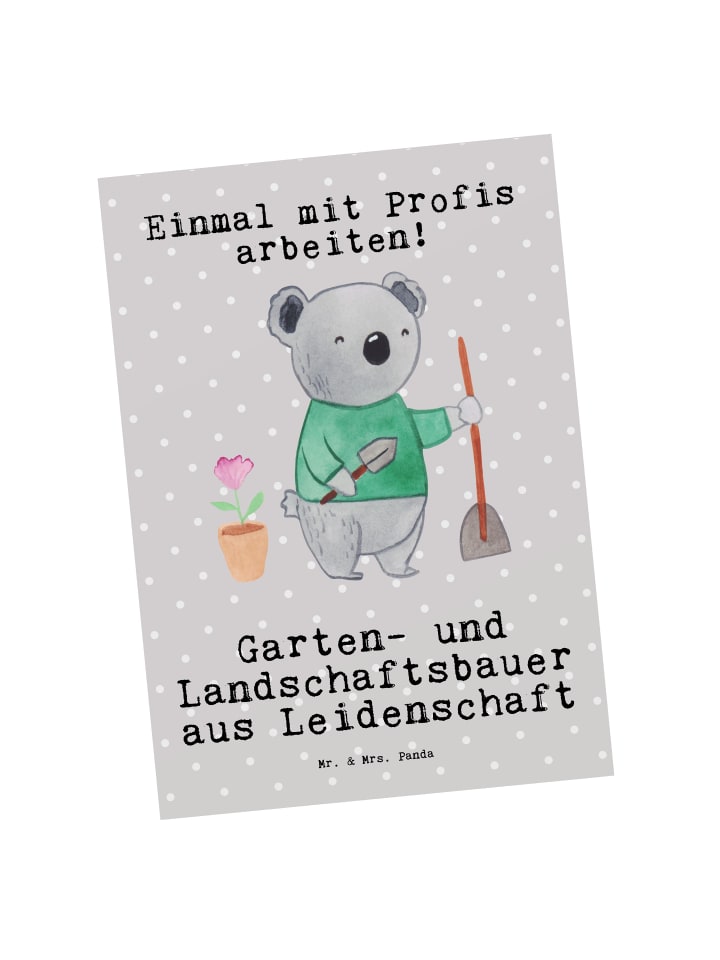Postkarte Garten- und Landschaftsbauer Leidensc... in Grau Pastell
